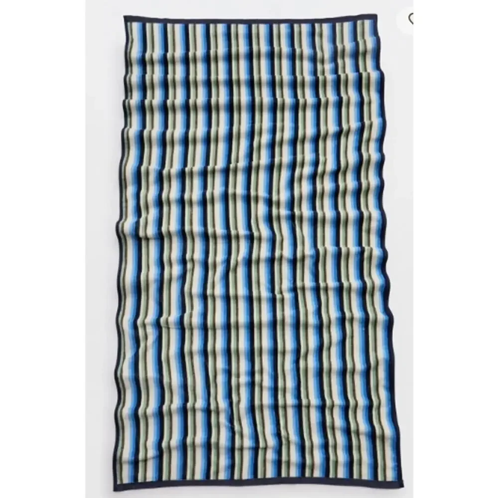Aerie 1st Bikini On The Beach Striped Beach Towel Blue White NEW
